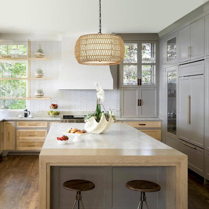 5-Lights Rattan Farmhouse Chandelier