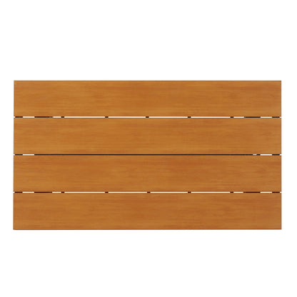 5 Pcs Outdoor Dining Table and Chairs Set, Patio Furniture Sets with PE Rattan Chairs and Rectangular Wood Table