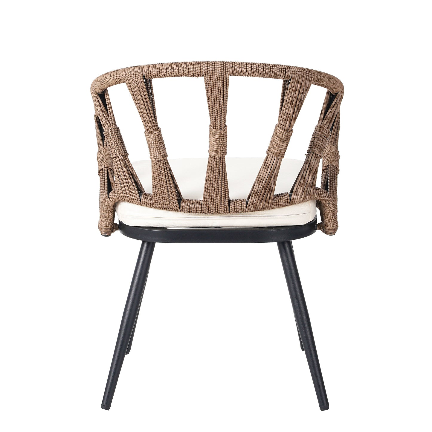 5 Pcs Outdoor Dining Table and Chairs Set, Patio Furniture Sets with PE Rattan Chairs and Rectangular Wood Table