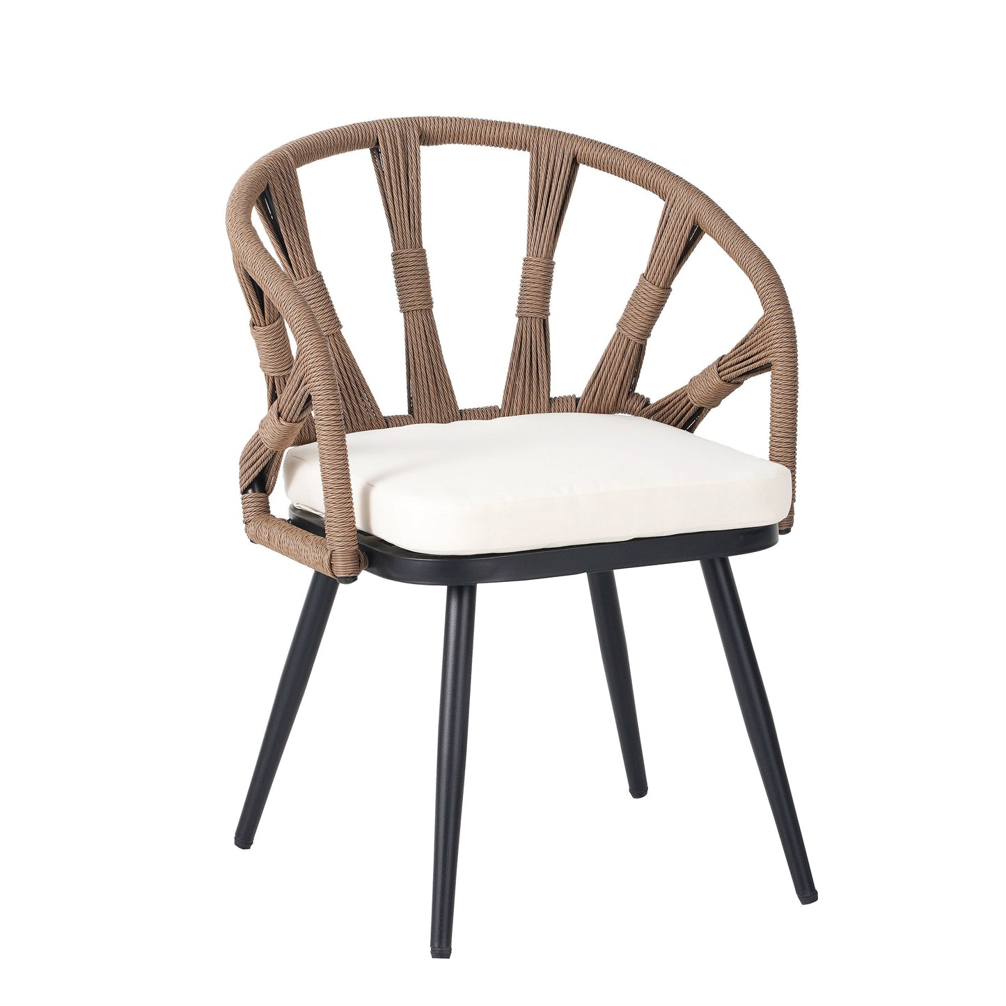 5 Pcs Outdoor Dining Table and Chairs Set, Patio Furniture Sets with PE Rattan Chairs and Rectangular Wood Table
