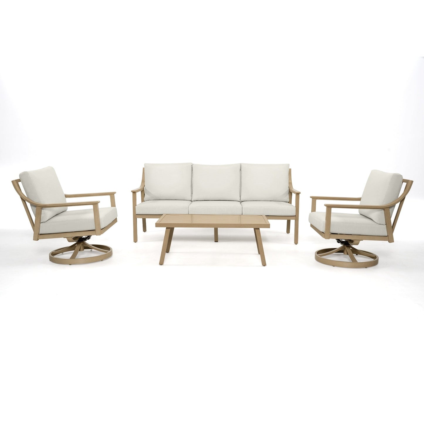 5-Person Aluminum Patio Conversation Set with Swivel Chairs, Coffee Table and Cushions