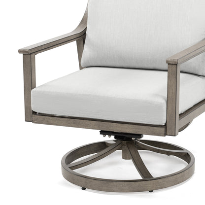 5-Person Aluminum Patio Conversation Set with Swivel Chairs, Coffee Table and Cushions