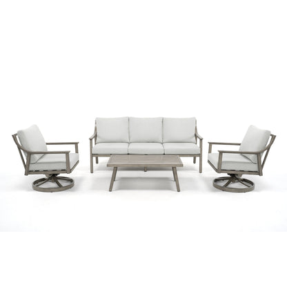 5-Person Aluminum Patio Conversation Set with Swivel Chairs, Coffee Table and Cushions