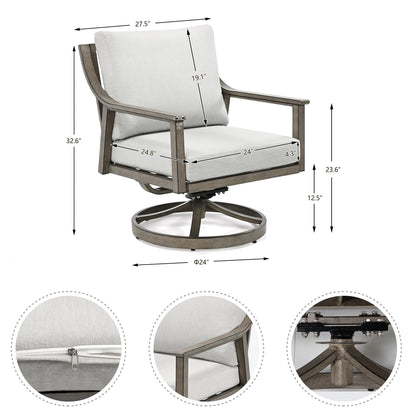 5-Person Aluminum Patio Conversation Set with Swivel Chairs, Coffee Table and Cushions