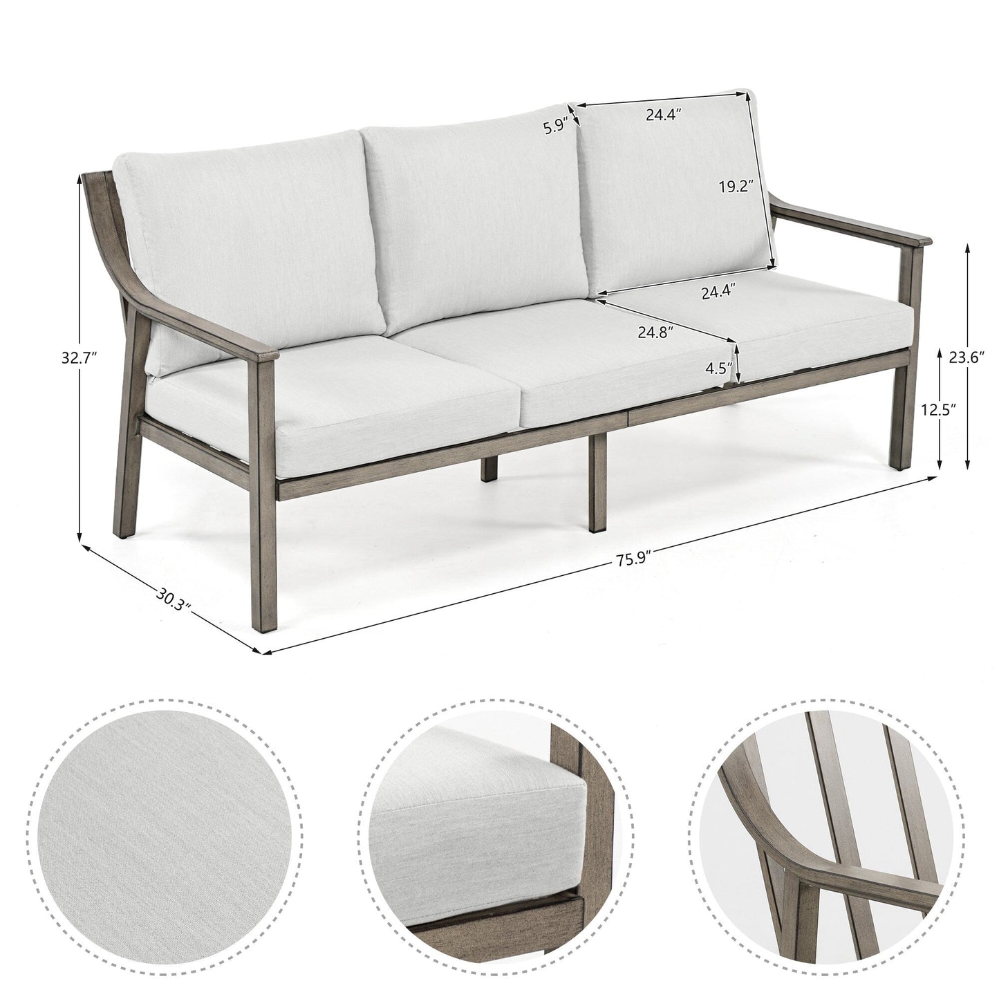 5-Person Aluminum Patio Conversation Set with Swivel Chairs, Coffee Table and Cushions