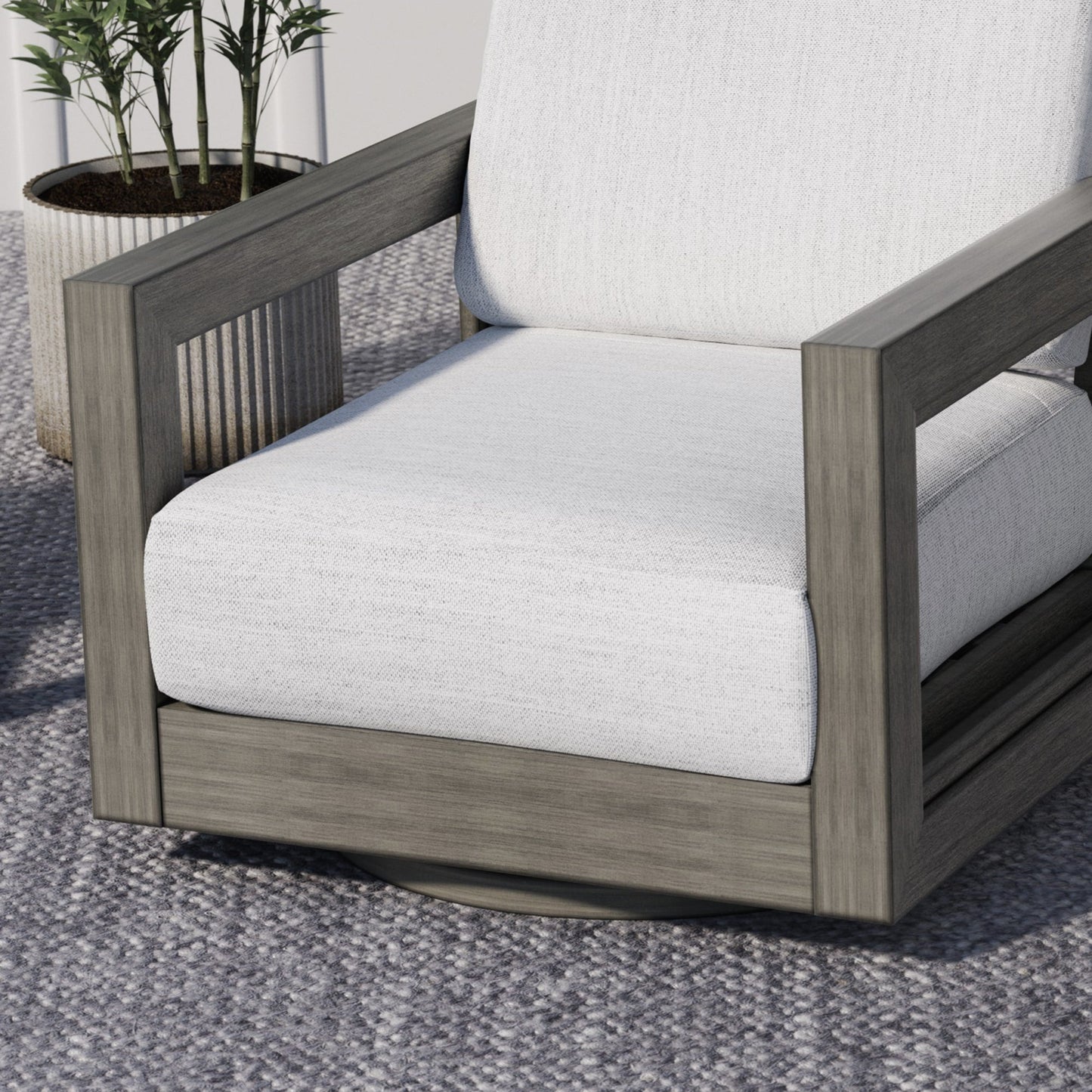 5-Person Aluminum Patio Conversation Set with Swivel Chairs, Hand-painted Frame and Cushions