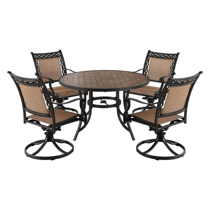 5 Piece Outdoor Patio Cast Aluminum Dining Set