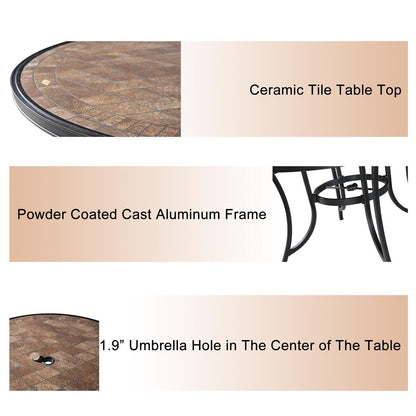 5 Piece Outdoor Patio Cast Aluminum Dining Set