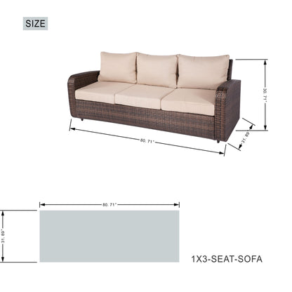 5-Piece Outdoor Wicker Sofa Set with Aluminum Firepit Table
