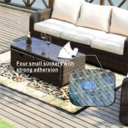 5-Piece Outdoor Wicker Sofa Set with Aluminum Firepit Table
