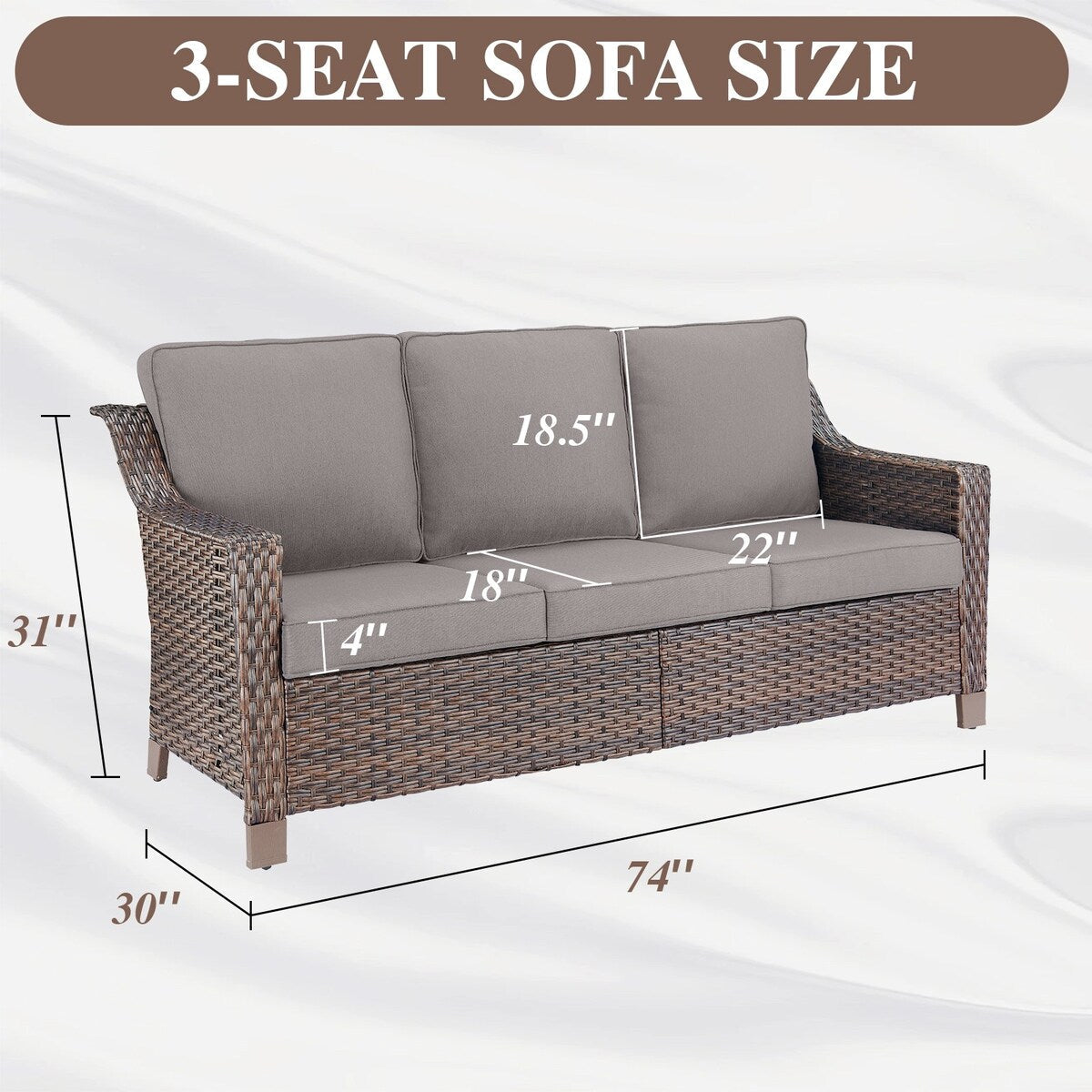 5 Piece Patio Glider Chair with Sofa Ottomans - Brown