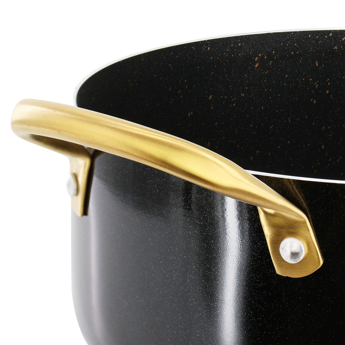 5 Quart Nonstick Aluminum Dutch Oven with Lid in Black and Gold