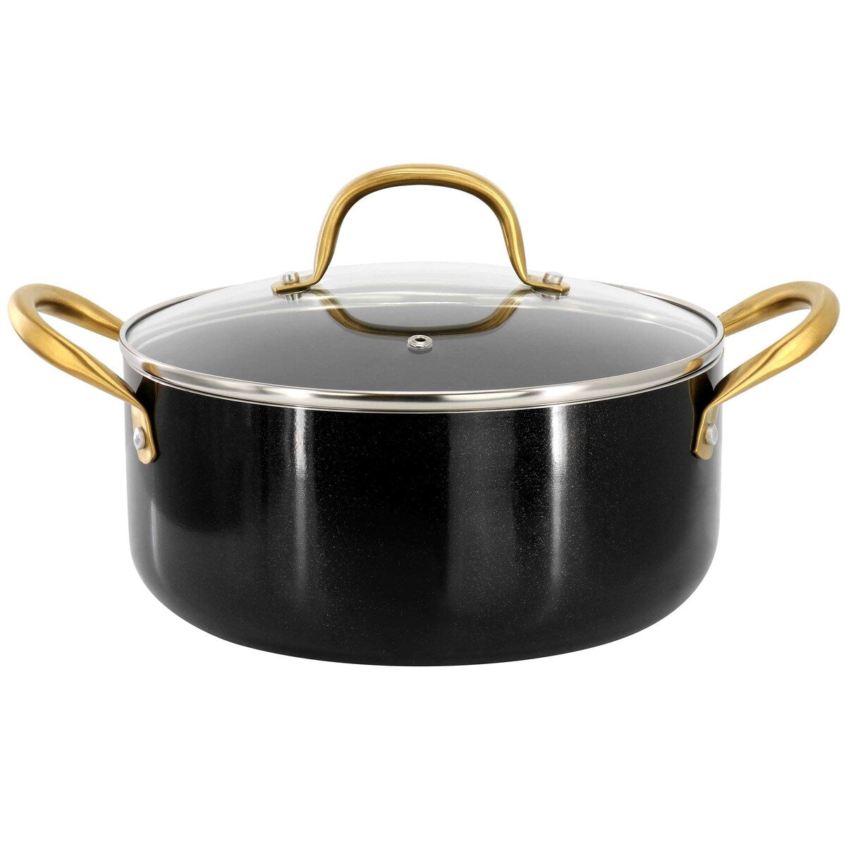 5 Quart Nonstick Aluminum Dutch Oven with Lid in Black and Gold