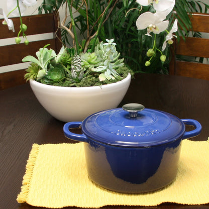 5 Quart Round Enameled Cast Iron Dutch Oven in Ocean
