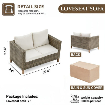 50.4'' Wicker Outdoor Patio Sofa with Cushions