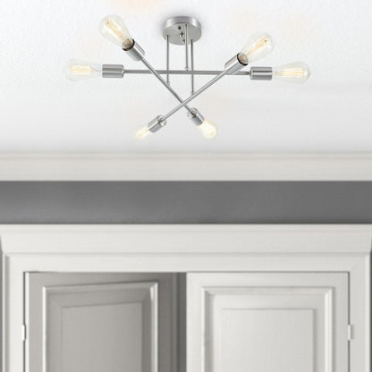 6 - Light Modern Metal 23.62'' Sputnik Semi-Flush Mount Ceiling Light