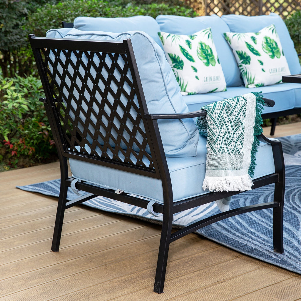 MAISON ARTS 6/7-Piece Patio Conversation Sets, Sofa Set with 2/4 x Single Chairs, 1 x 3-seater Sofa and Coffee Table/Ottomans