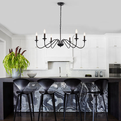6-Light Rustic Candle Chandelier, Traditional Chandelier , Metal Ceiling Light for Dining Room Living Room Bedroom Kitchen