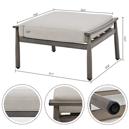 6-Piece Aluminum Patio Conversation Set, 3-Seat Outdoor Couch with Ottomans and Coffee Table