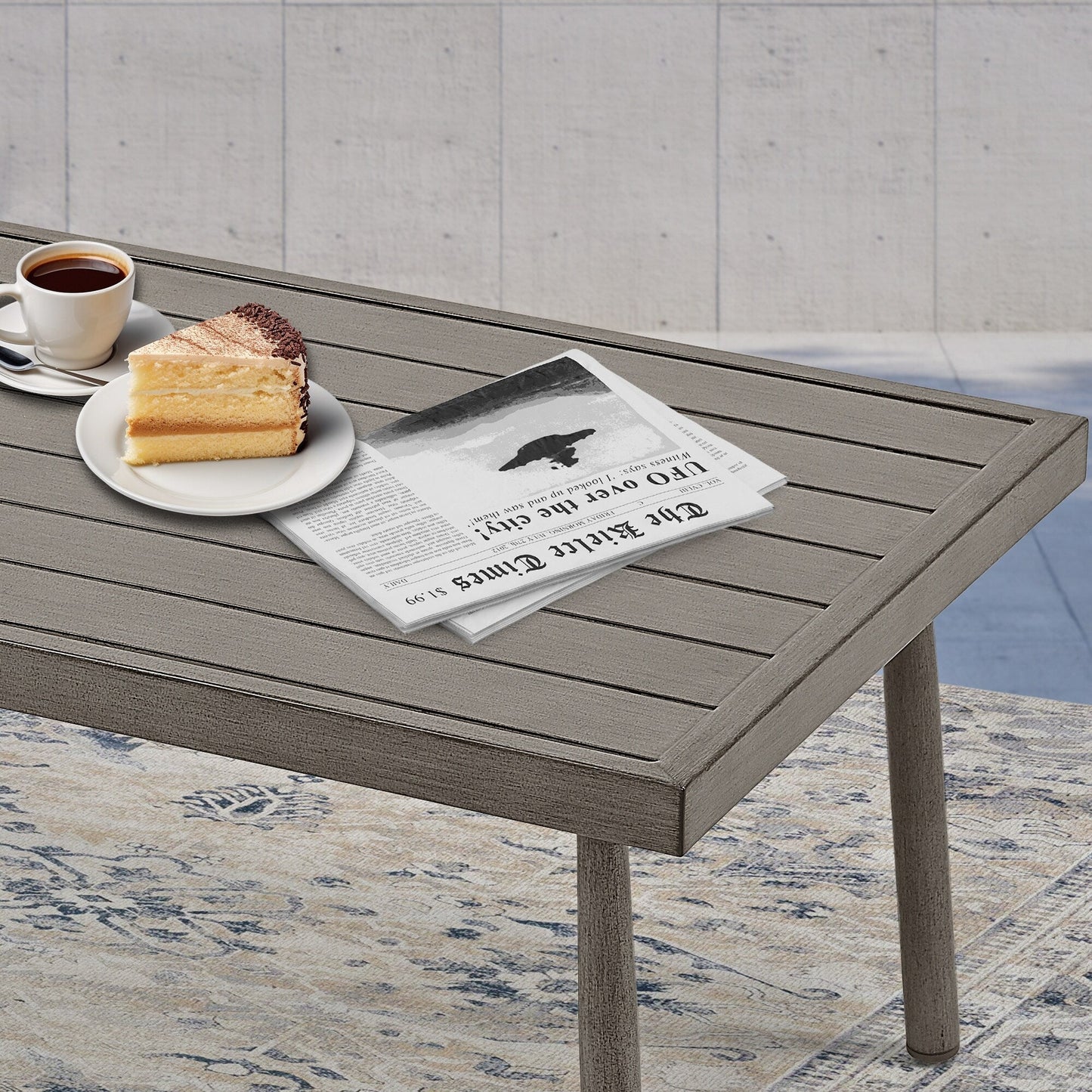 6-Piece Aluminum Patio Conversation Set, 3-Seat Outdoor Couch with Ottomans and Coffee Table