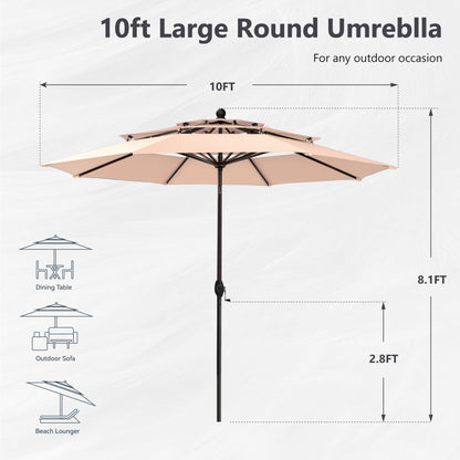 MAISON?ARTS 6-Piece Metal Patio Outdoor Dining Set with Beige Cushions with 4 Swivel Dining Chairs and Beige Umbrella