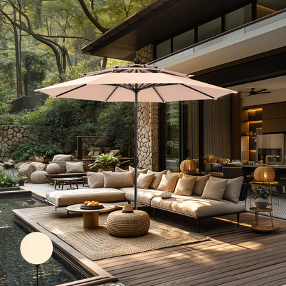MAISON?ARTS 6-Piece Metal Patio Outdoor Dining Set with Beige Cushions with 4 Swivel Dining Chairs and Beige Umbrella