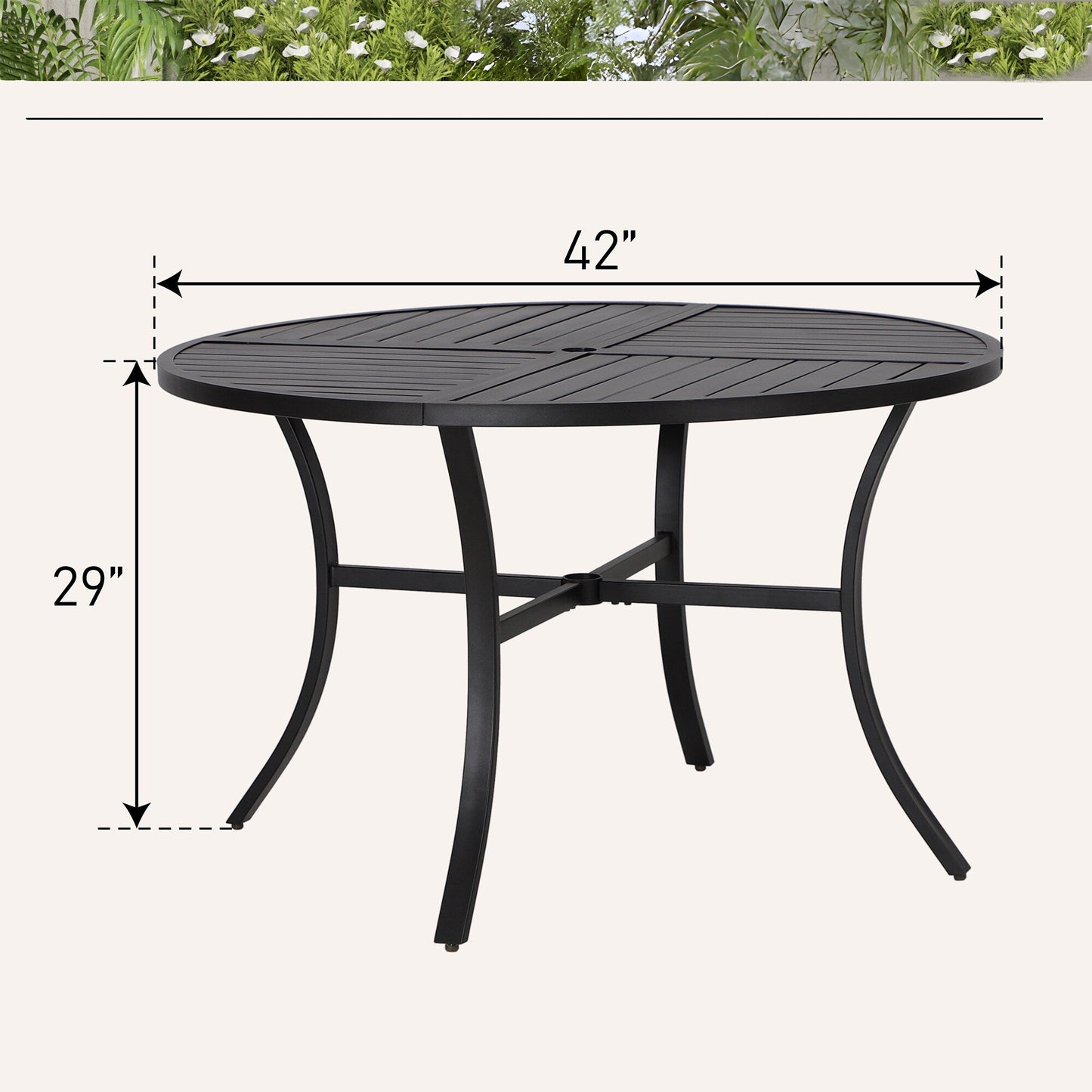 MAISON?ARTS 6-Piece Metal Patio Outdoor Dining Set with Beige Cushions with 4 Swivel Dining Chairs and Beige Umbrella