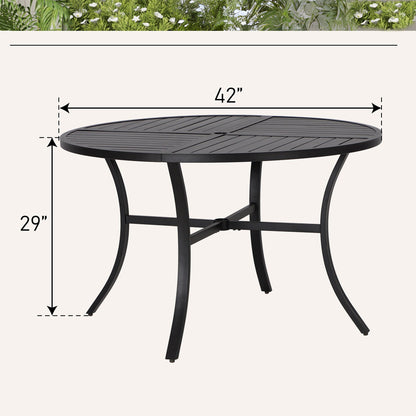 MAISON?ARTS 6-Piece Metal Patio Outdoor Dining Set with Beige Cushions with 4 Swivel Dining Chairs and Beige Umbrella