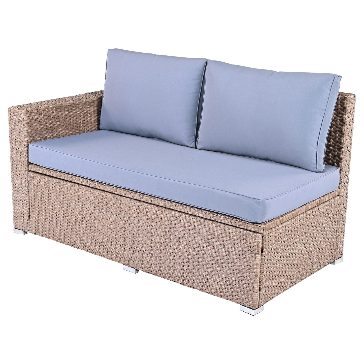 6-Piece PE Rattan Patio Sofa Set with Storage & Adjustable Seats