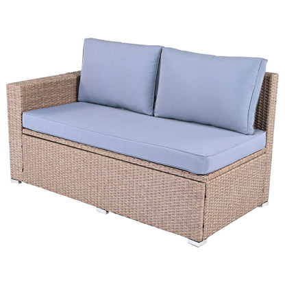 6-Piece PE Rattan Patio Sofa Set with Storage & Adjustable Seats