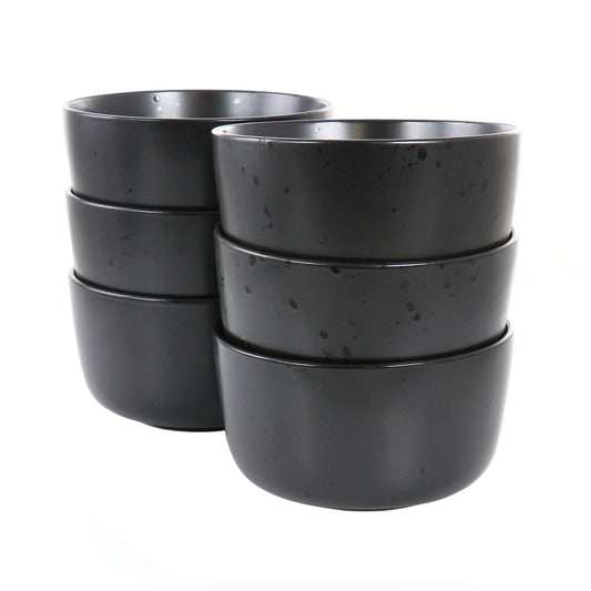 6 Piece Round Stoneware 5.5 Inch Bowl Set in Pepper