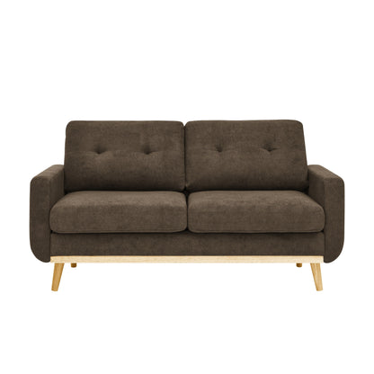 67.7 Wide Mid-Century Modern Upholstered Tufted Loveseat Sofa With Wooden Legs