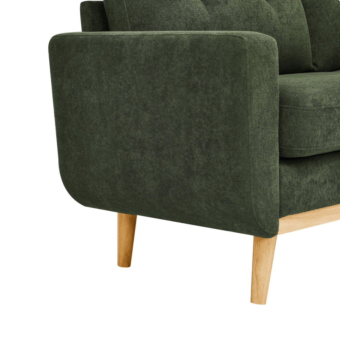 67.7 Wide Mid-Century Modern Upholstered Tufted Loveseat Sofa With Wooden Legs