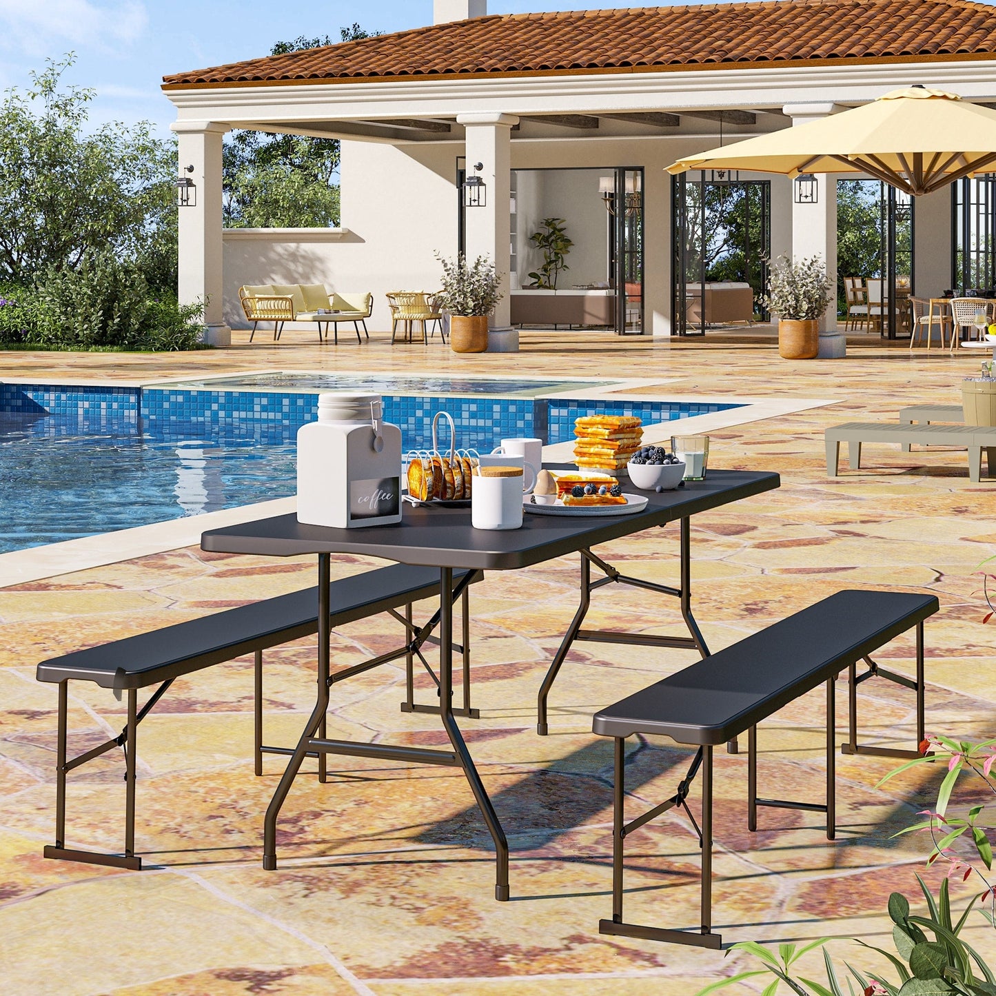 6FT 8-Person Outdoor Picnic Dining Set