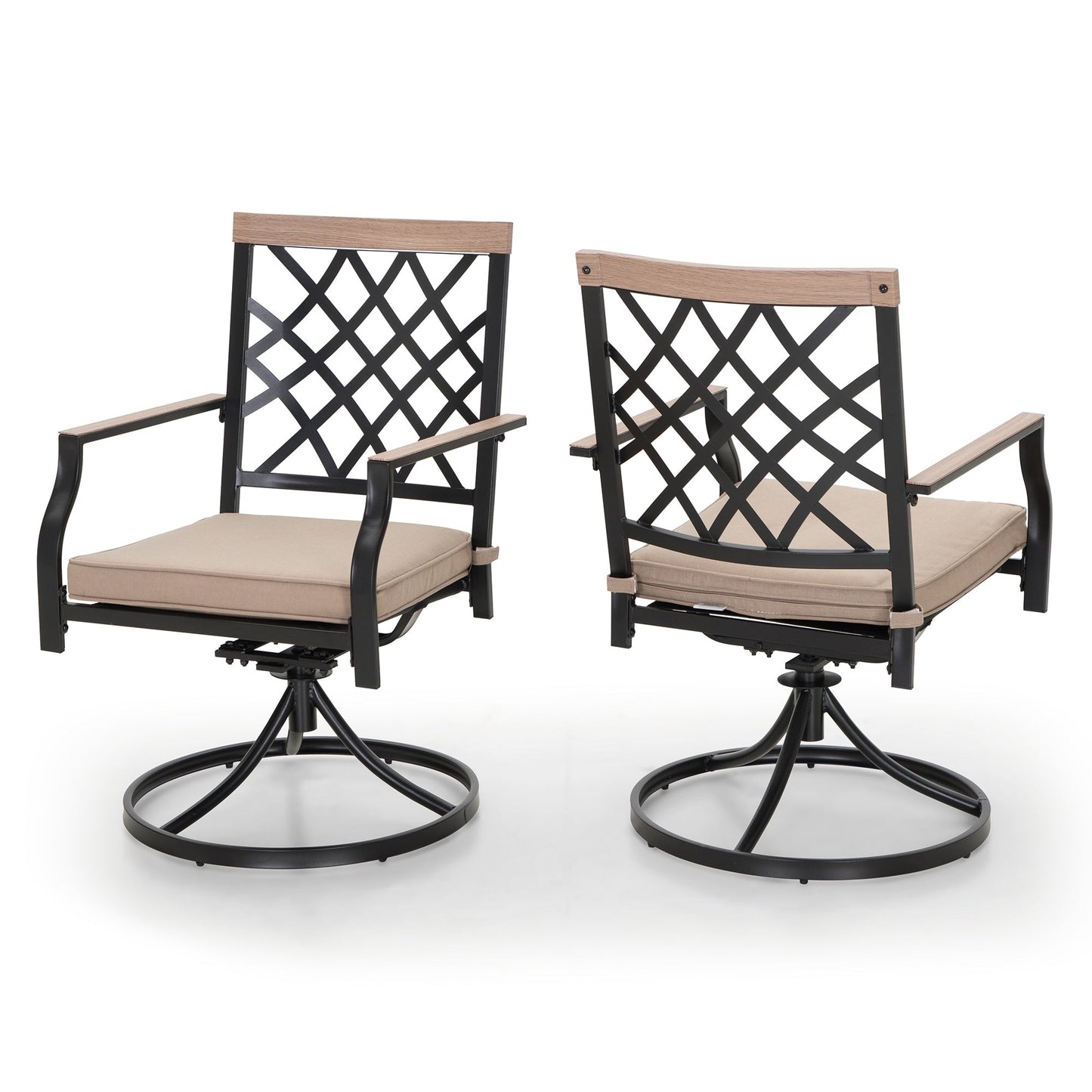 MAISON ARTS 7/9-Piece Outdoor Patio Dining Set, 6/8 Metal Swivel Dining Chairs, 1 Rectangular Expandable Table