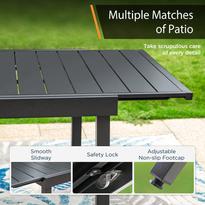 MAISON ARTS 7/9-Piece Outdoor Patio Dining Set, 6/8 Metal Swivel Dining Chairs, 1 Rectangular Expandable Table