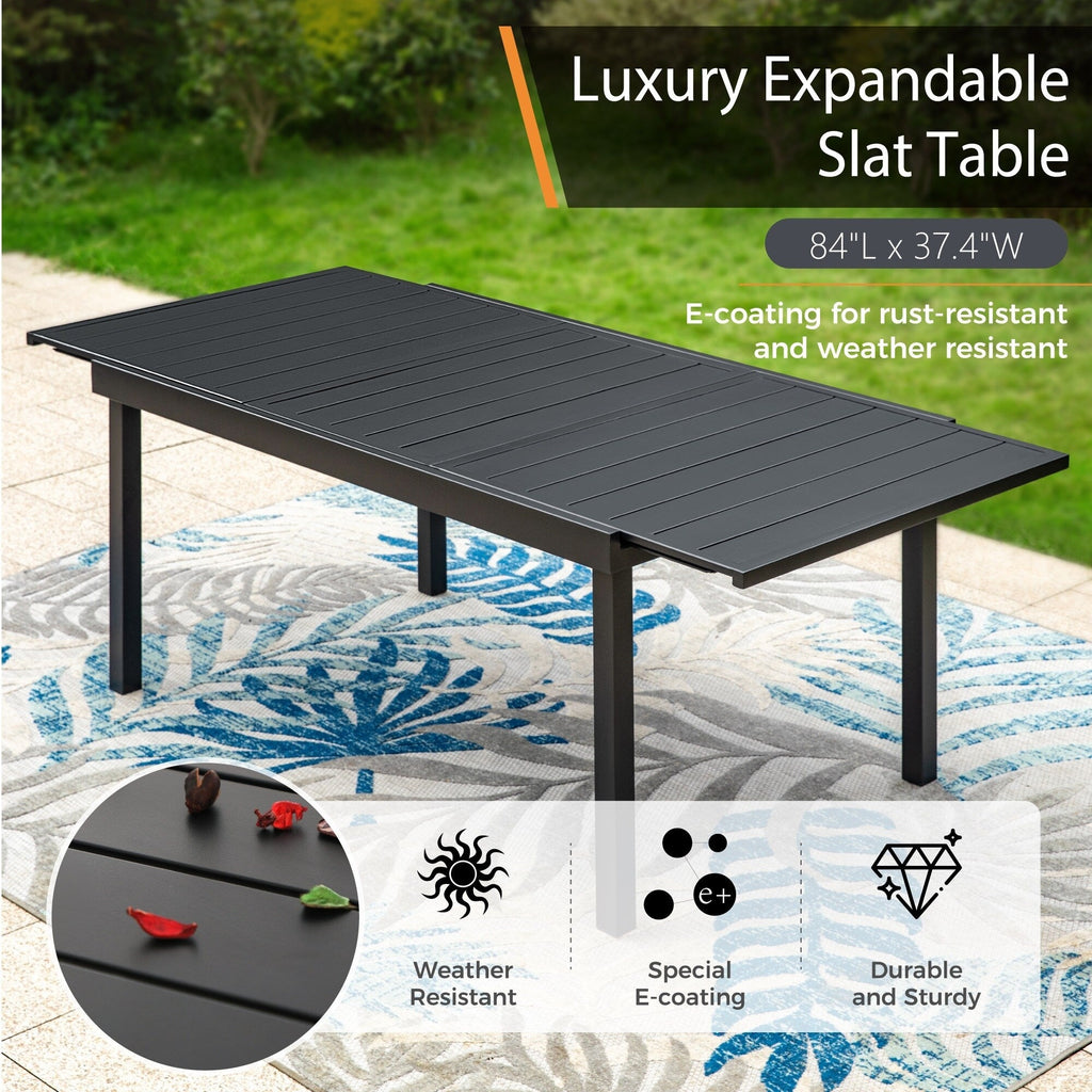 MAISON ARTS 7/9-Piece Patio Dining Set with Metal Rectangle Expandable Table and 6/8 Textilene Dining Chairs