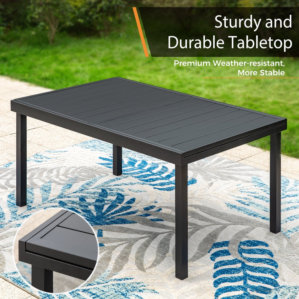 MAISON ARTS 7/9-Piece Patio Dining Set with Metal Rectangle Expandable Table and 6/8 Textilene Dining Chairs
