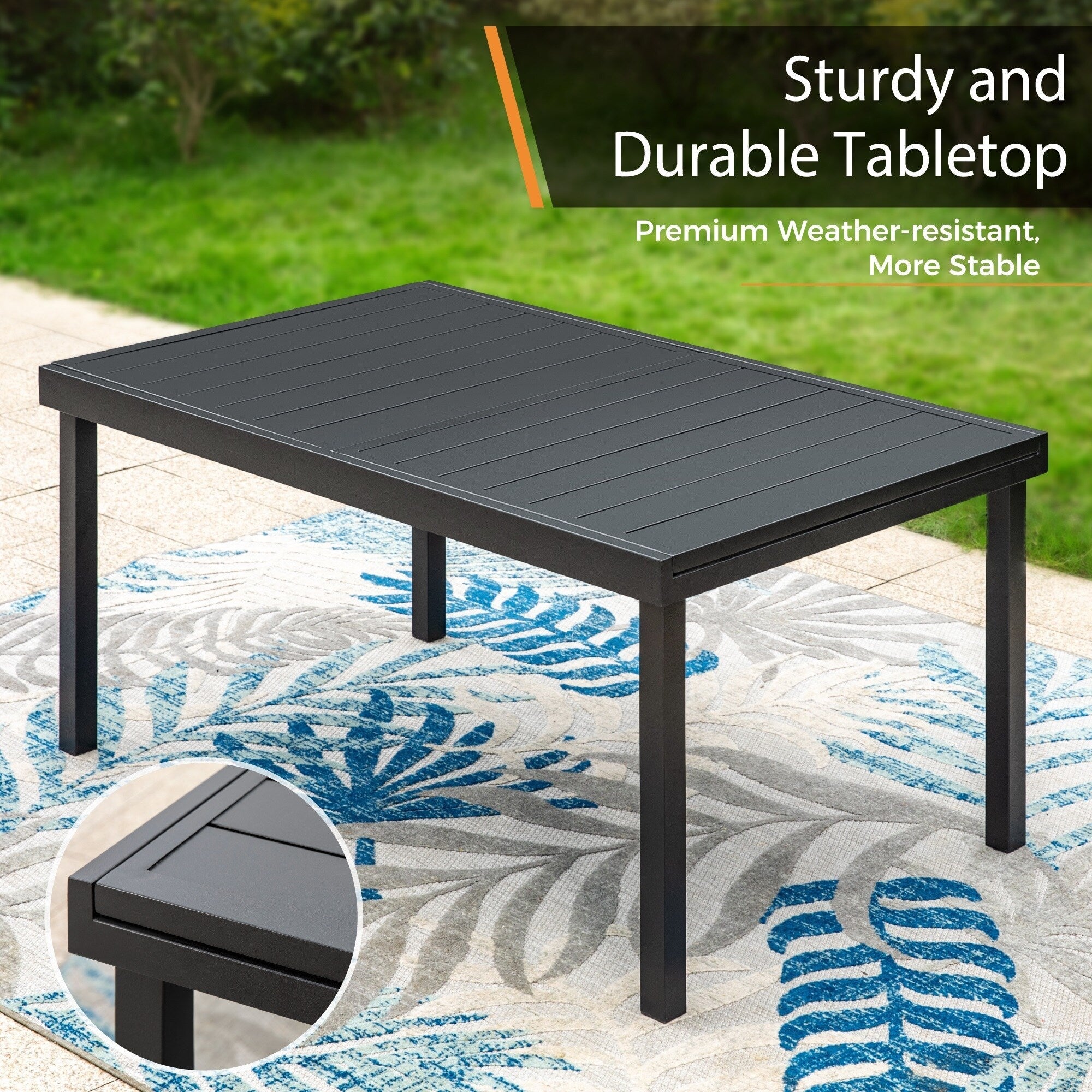 MAISON ARTS 7/9-Piece Patio Dining Set with Metal Rectangle Expandable Table and 6/8 Textilene Dining Chairs