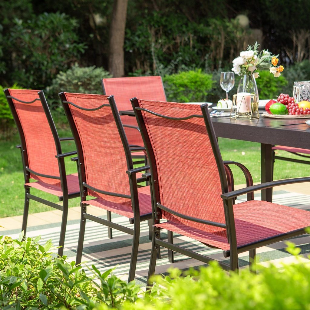 MAISON ARTS 7/9-Piece Patio Dining Set with Metal Rectangle Expandable Table and 6/8 Textilene Dining Chairs