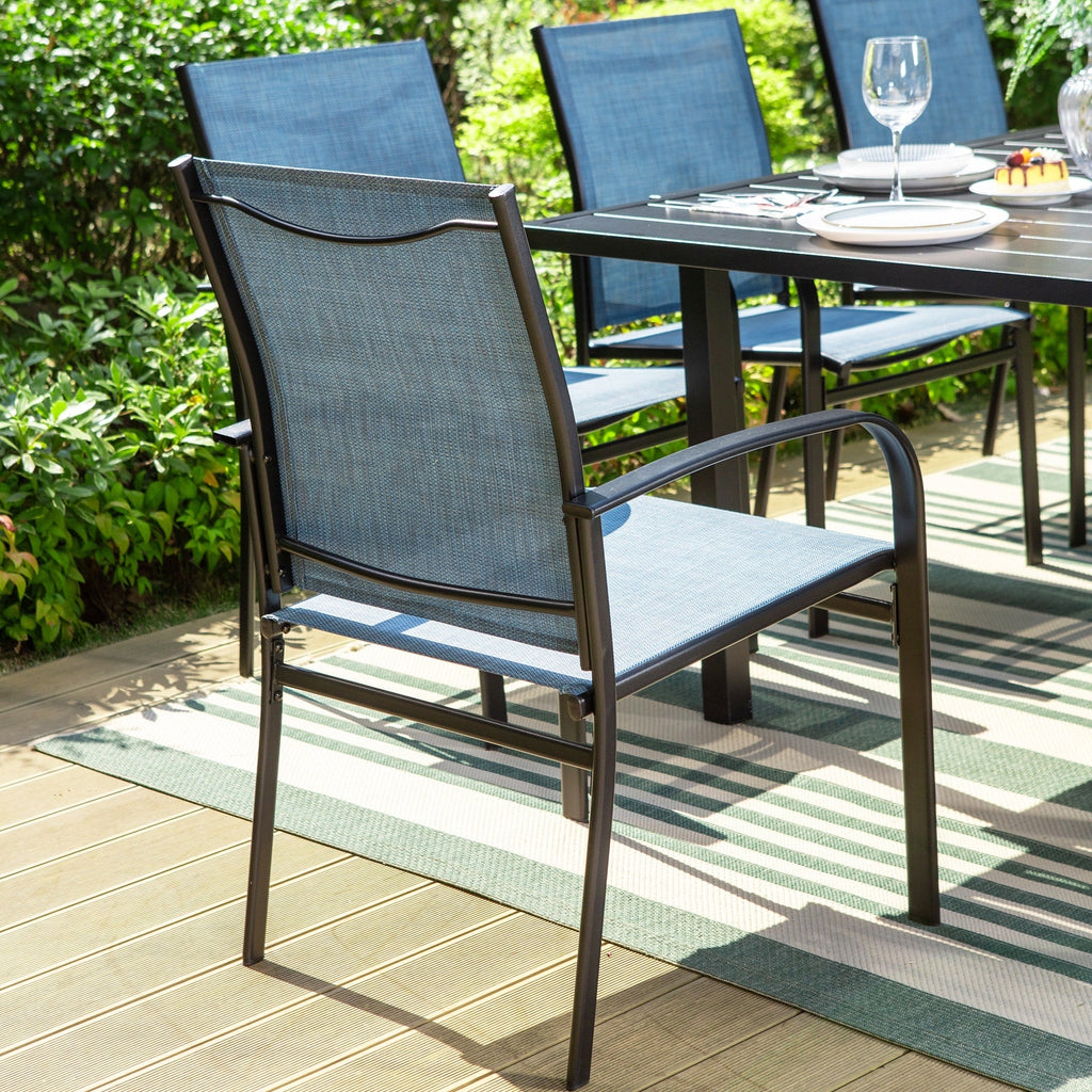 MAISON ARTS 7/9-Piece Patio Dining Set with Metal Rectangle Expandable Table and 6/8 Textilene Dining Chairs