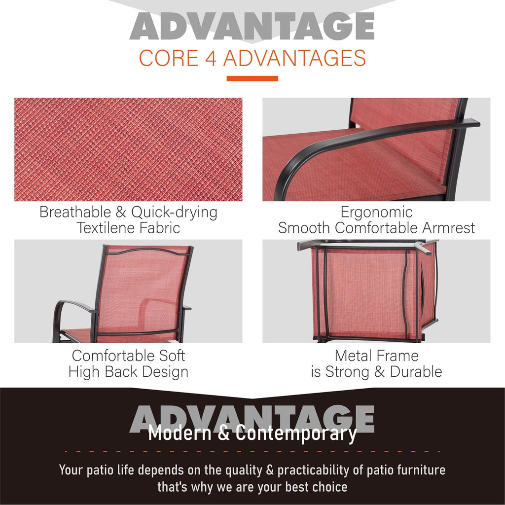 MAISON ARTS 7/9-Piece Patio Dining Set with Metal Rectangle Expandable Table and 6/8 Textilene Dining Chairs