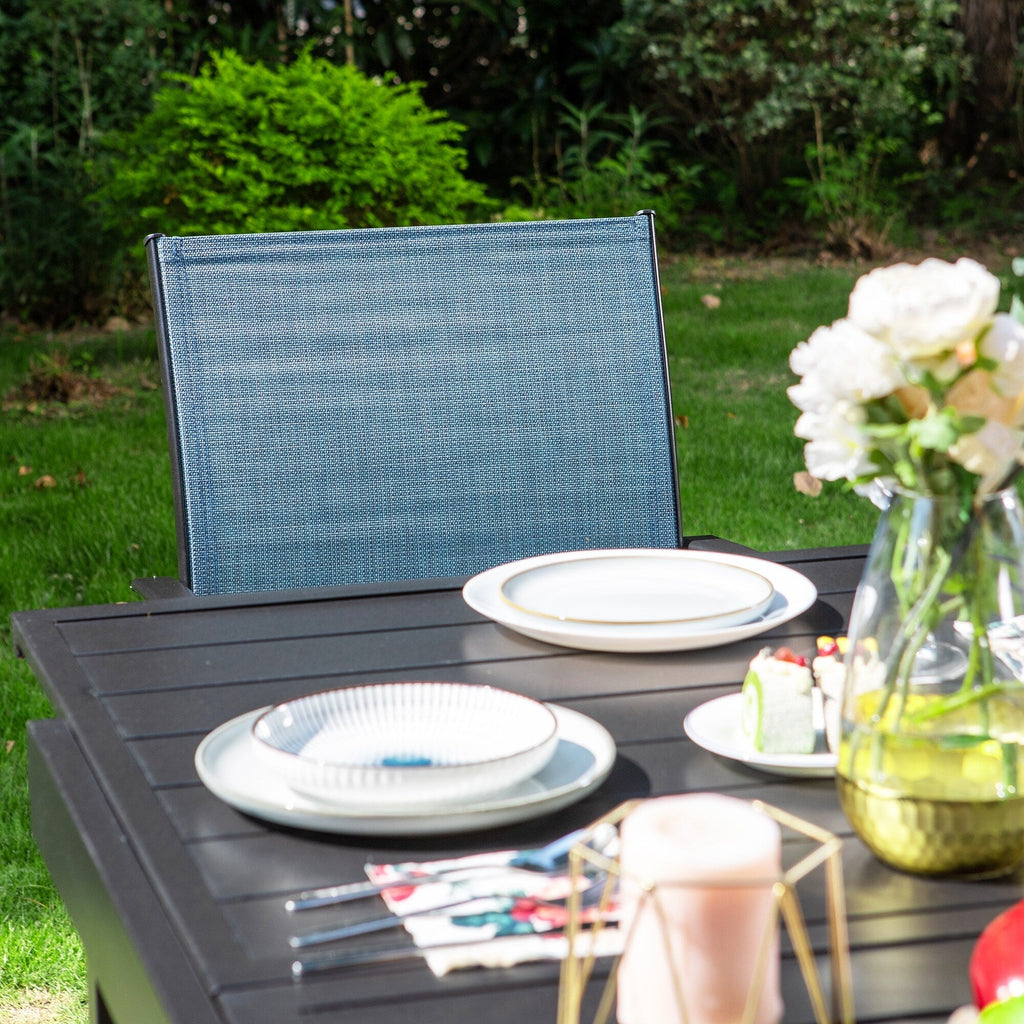MAISON ARTS 7/9-Piece Patio Dining Set with Metal Rectangle Expandable Table and 6/8 Textilene Dining Chairs
