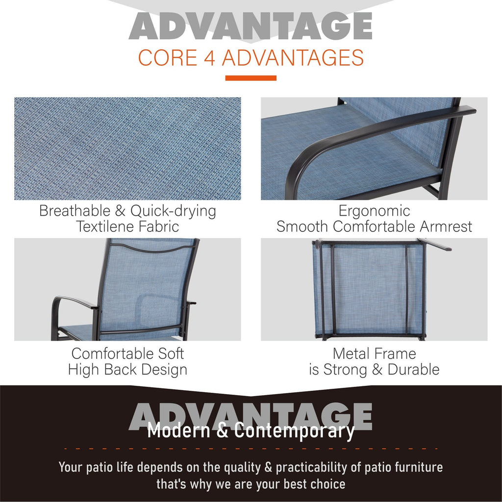 MAISON ARTS 7/9-Piece Patio Dining Set with Metal Rectangle Expandable Table and 6/8 Textilene Dining Chairs