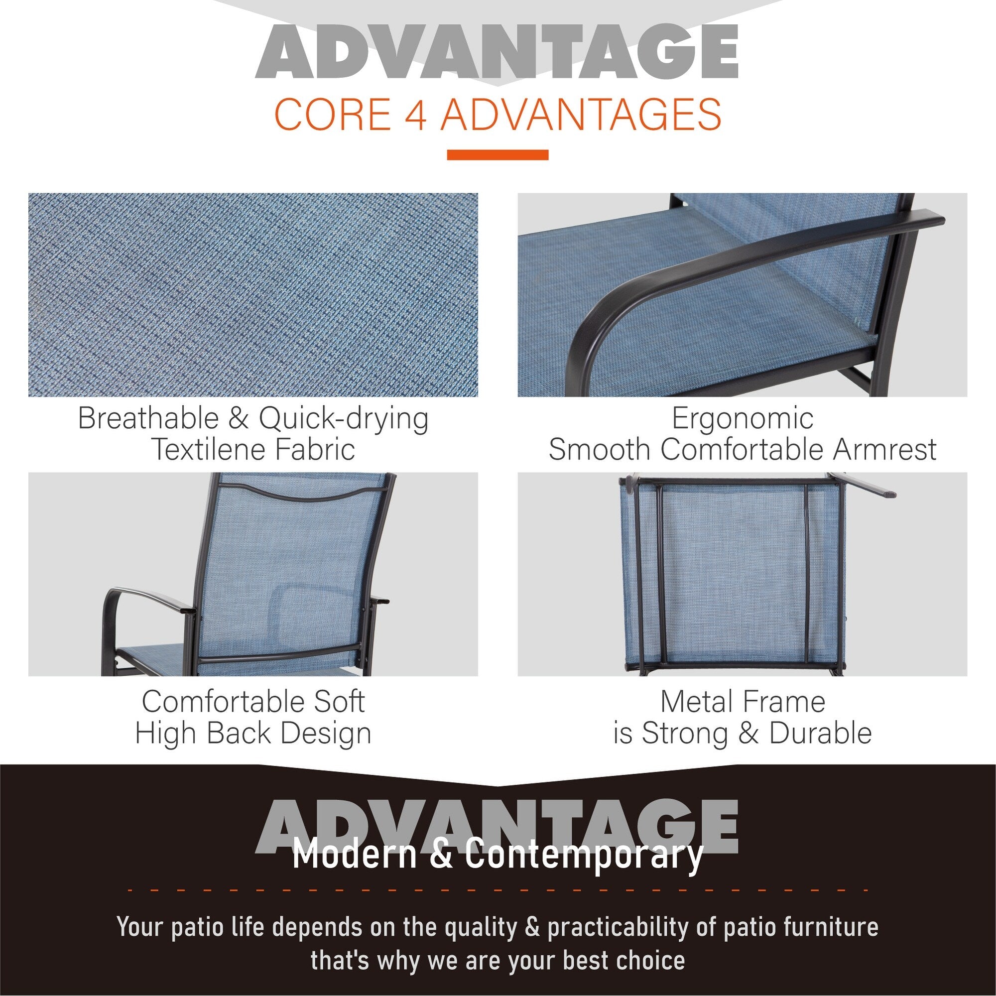 MAISON ARTS 7/9-Piece Patio Dining Set with Metal Rectangle Expandable Table and 6/8 Textilene Dining Chairs