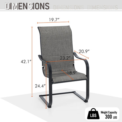 7/9-piece Patio Dining Set, Expendable Rectangular Outdoor Dining Table with C Spring Rocking Chairs
