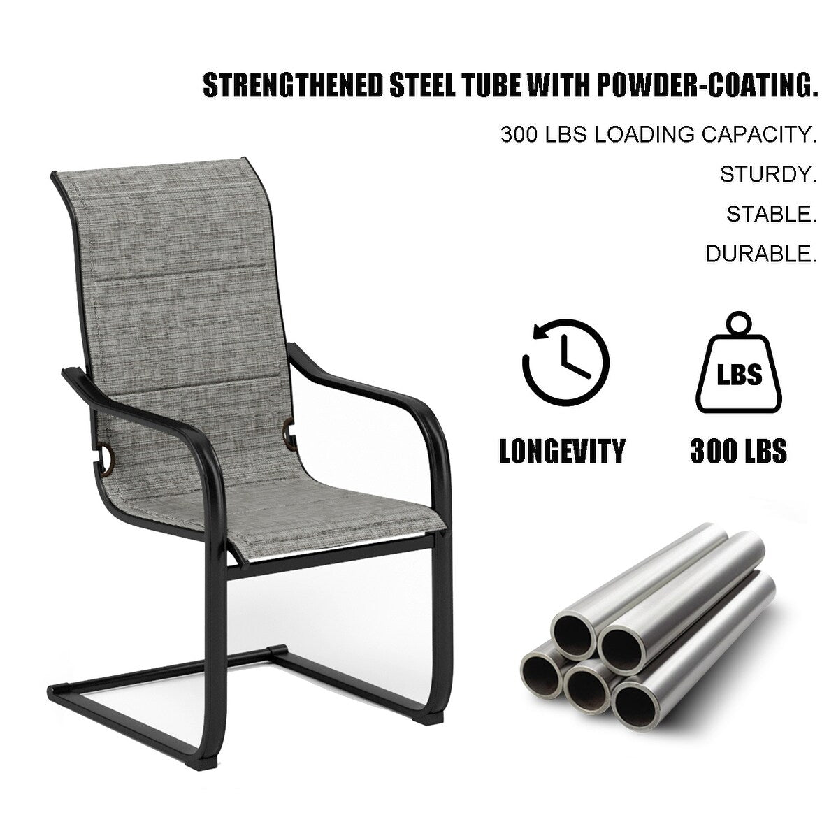 7/9-piece Patio Dining Set, Expendable Rectangular Outdoor Dining Table with C Spring Rocking Chairs