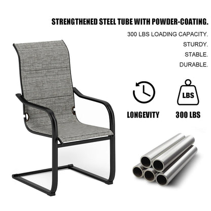 7/9-piece Patio Dining Set, Expendable Rectangular Outdoor Dining Table with C Spring Rocking Chairs