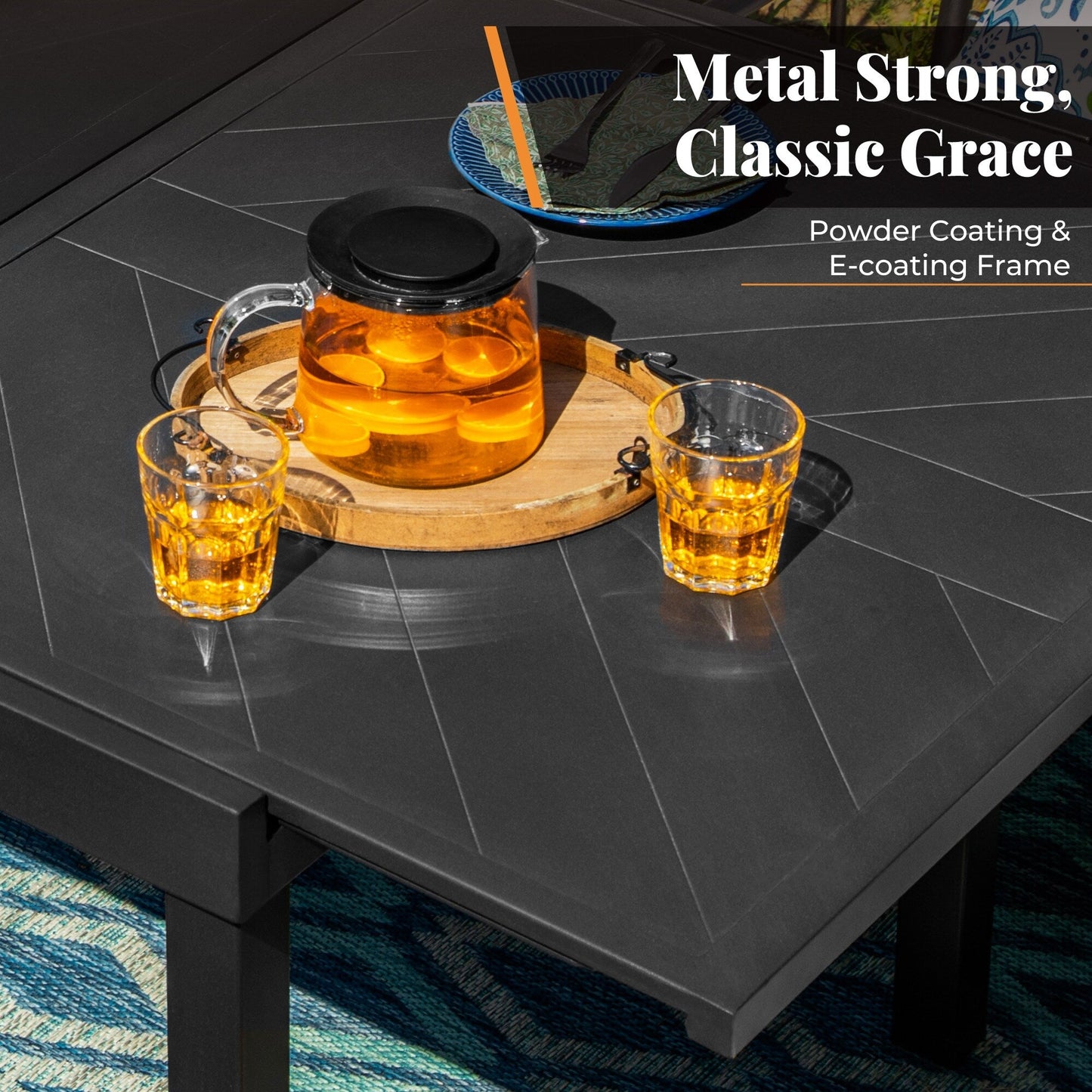 7/9-piece Patio Dining Set, Expendable Rectangular Outdoor Dining Table with C Spring Rocking Chairs