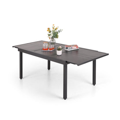 7/9-piece Patio Dining Set, Expendable Rectangular Outdoor Dining Table with C Spring Rocking Chairs